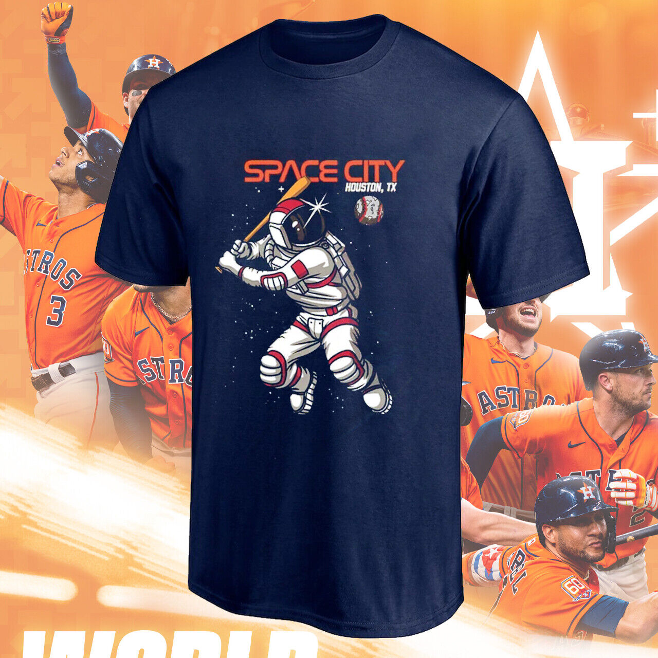 Houston Astros Space Baseball City 2022 T-shirt World Finals Champs Gift Fan Size Up To 5xl